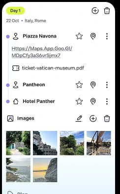 Journey Day UI with itinerary